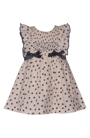 Iris & Ivy Smocked Polkadot Dress In Neutral