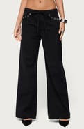 EDIKTED Grommet Low Rise Wide Leg Jeans