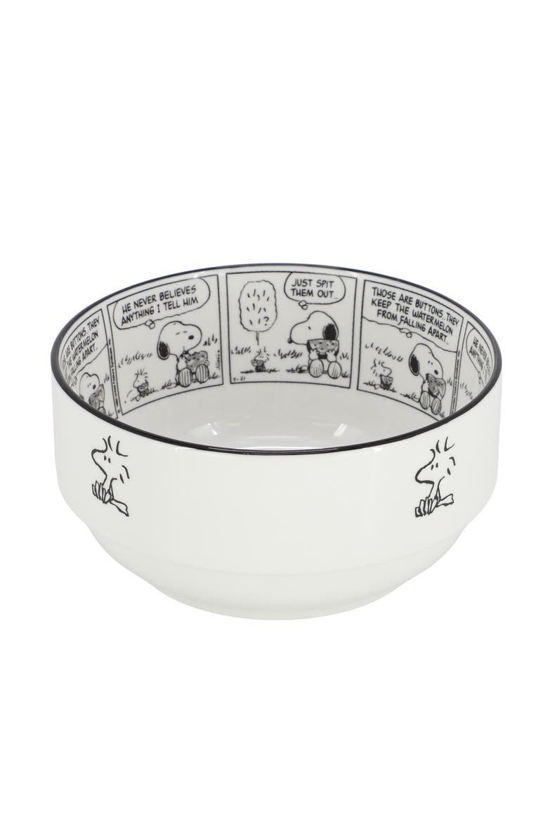 Gibson Sunday Strips 2 Piece 6 Inch Round Fine Ceramic Bowl Set, Alternate, color, White