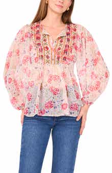 Two by Vince Camuto Floral Peasant Top