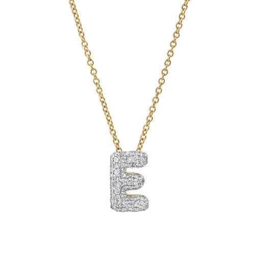 Luvmyjewelry Small Bubble Initial Letter 14k Yellow Gold Diamond Pendant Necklace