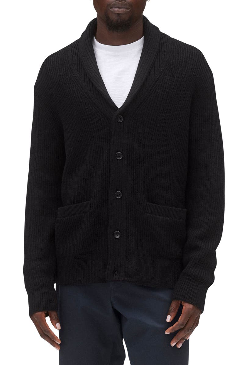 Reigning Champ Vinnie Rib Shawl Collar Merino Wool Cardigan, Main, color,