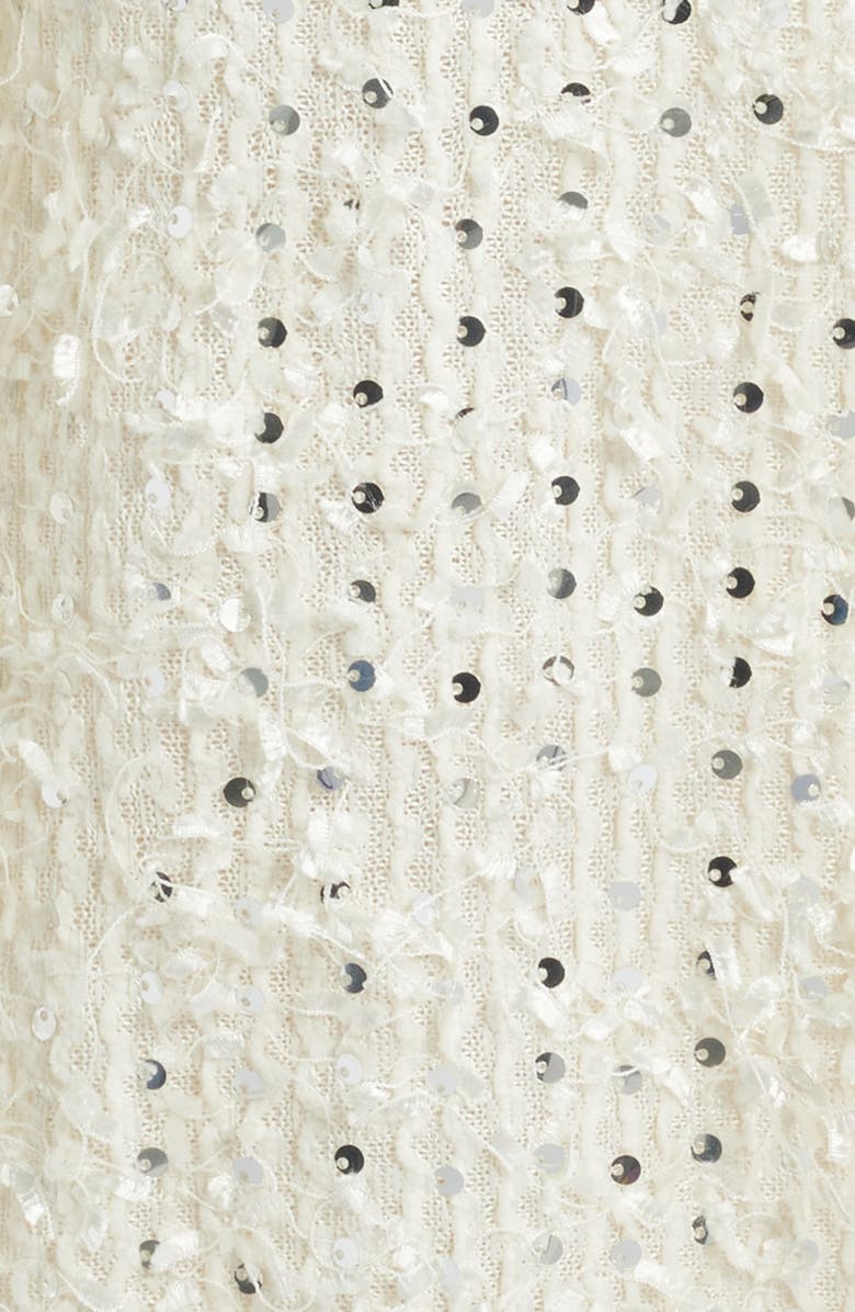 Sonya Moda Valentino Sequin Tweed Midi Dress, Alternate, color, Pearl