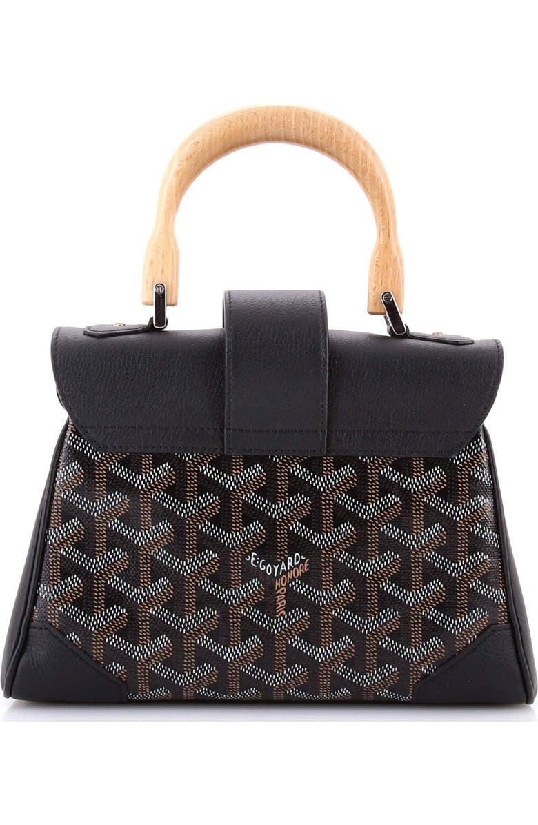 Pre-Owned Goyard Saigon Top Handle Bag Coated Canvas with Leather Mini, Alternate, color, Black