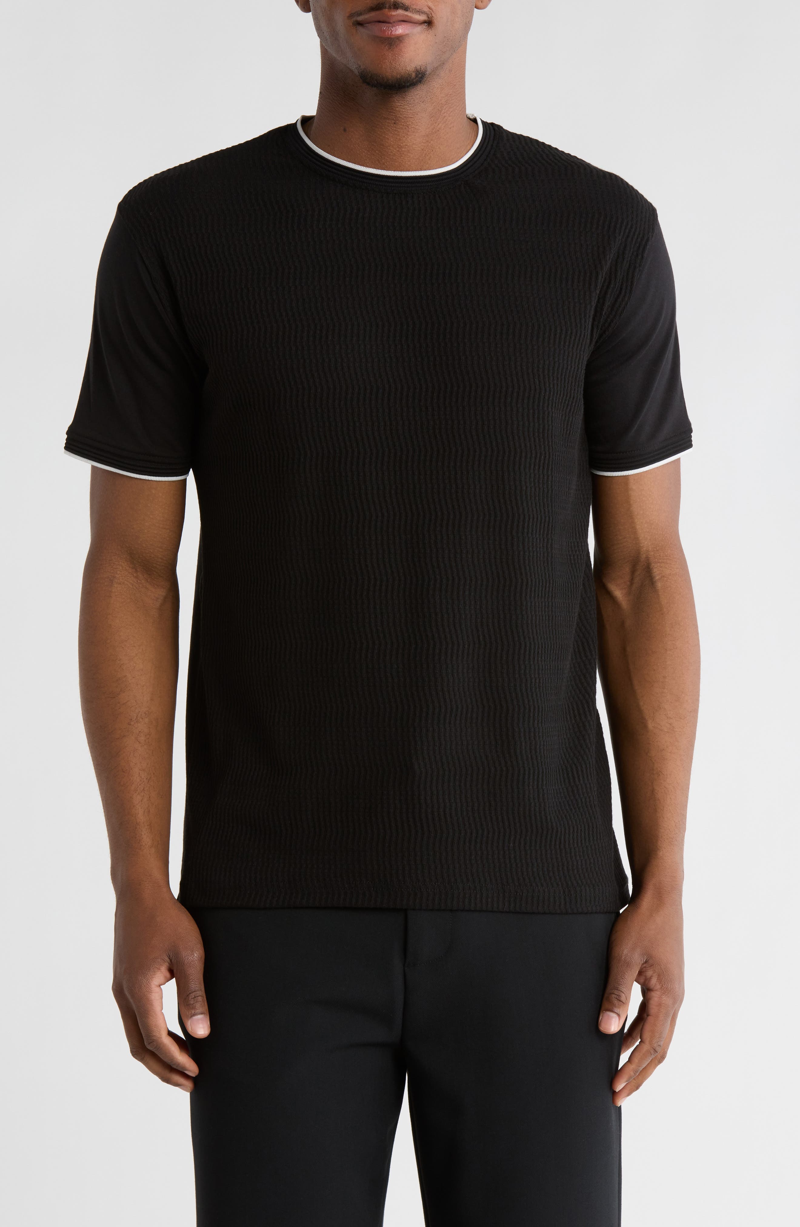 DENIM AND FLOWER Tipped Textured Cotton Blend T-Shirt