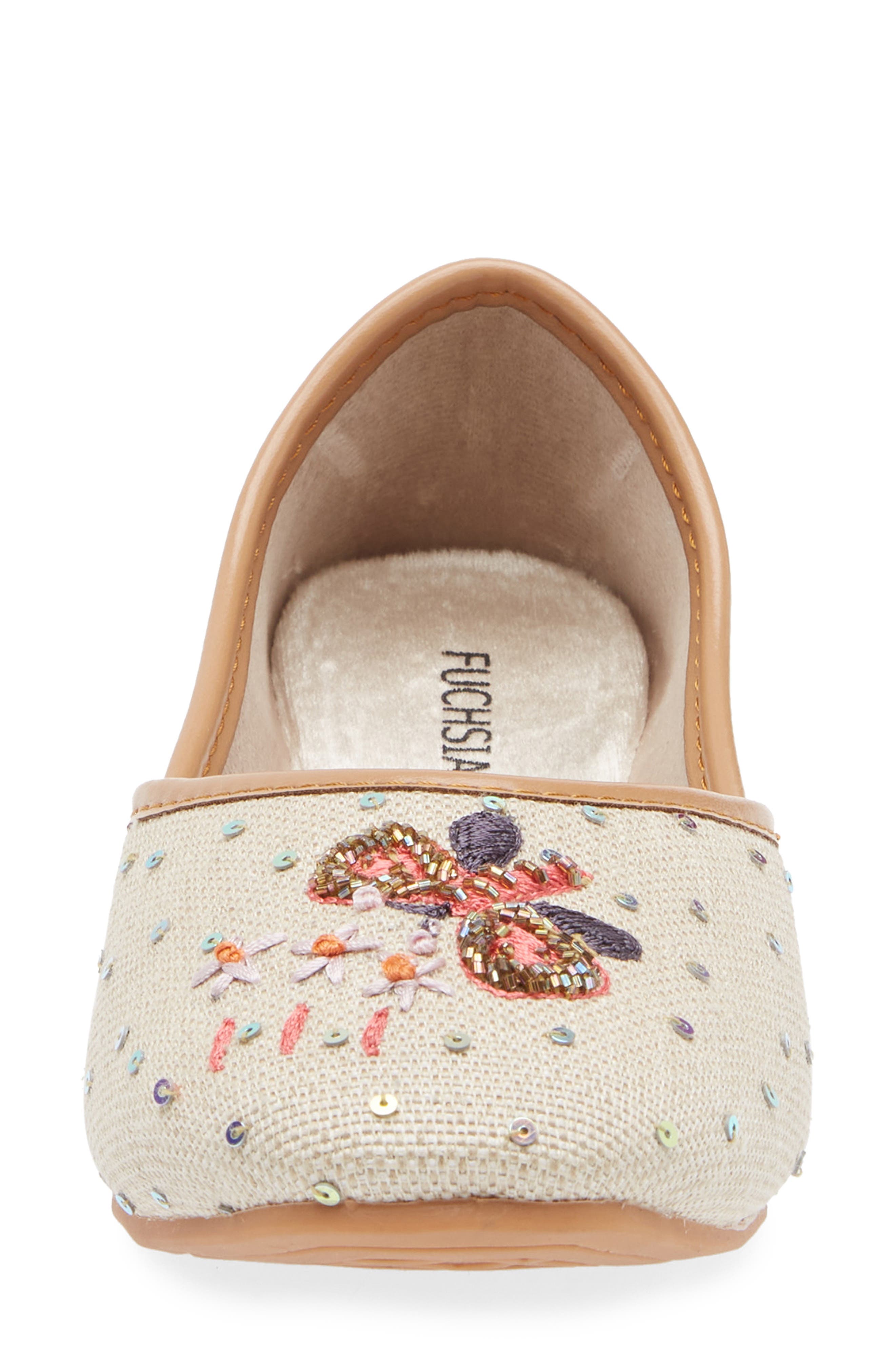 FUCHSIA Butterfly Embroidery Flat, Alternate, color, Light Beige
