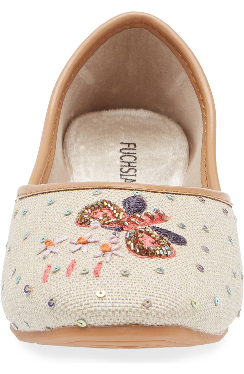 FUCHSIA Butterfly Embroidery Flat, Alternate, color, Light Beige