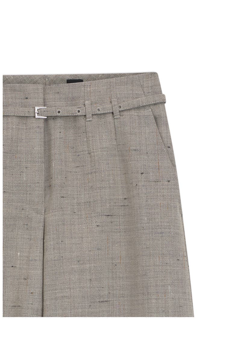 Tiana Belted High Waist Virgin Wool Blend Wide Leg Pants, Alternate, color, PUMICE WOOL TEXTURE