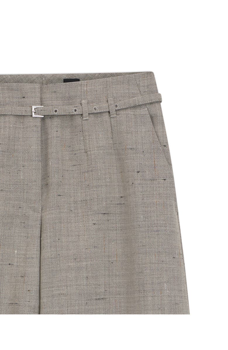 BOSS Tiana Belted High Waist Virgin Wool Blend Wide Leg Pants, Alternate, color, Pumice Wool Texture