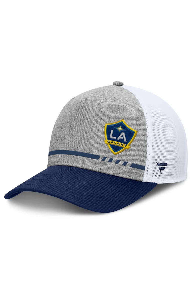 FANATICS Men's Fanatics Heather Gray LA Galaxy Low Block Trucker Adjustable Hat, Main, color, 