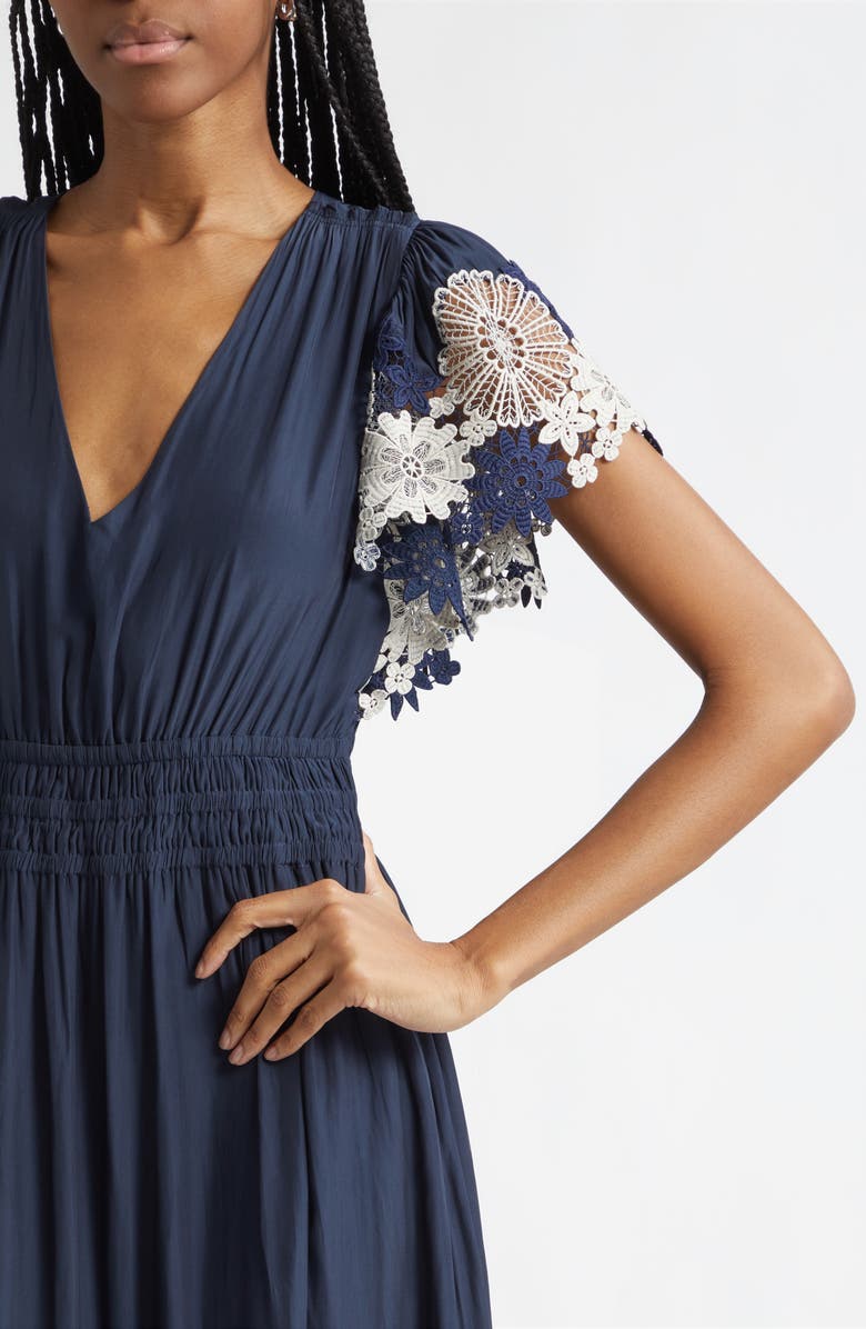 Ramy Brook Georgie Lace Detail Maxi Dress, Alternate, color, Navy