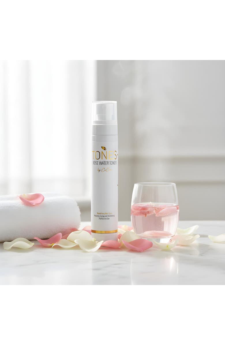 TONES by Cocoa Rose Water + Mallow Flower Hydrating Toner Mist 4 fl oz, Alternate, color, White With Golden Words