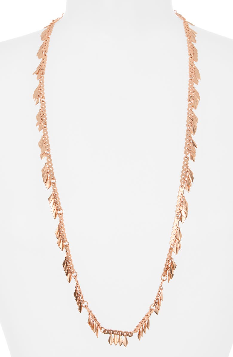 Karine Sultan Long Fringe Necklace, Alternate, color, Rose Gold