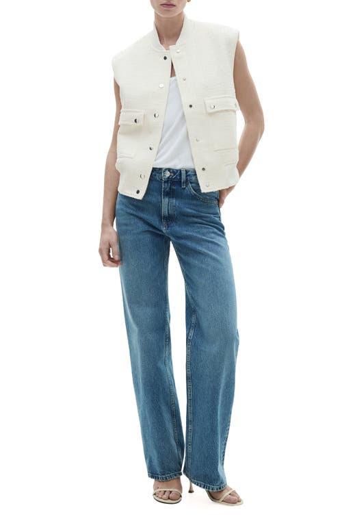 Mango Tweed Cargo Vest In Off White