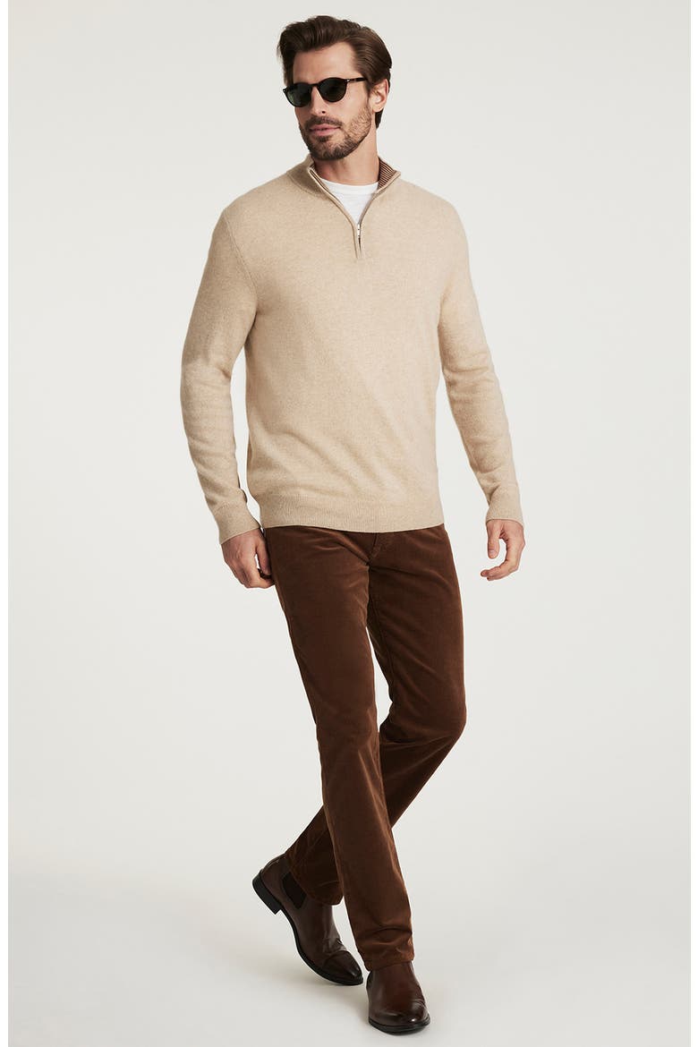 Cashmere, Silk & Wool Quarter Zip Sweater, Alternate, color, BEIGE