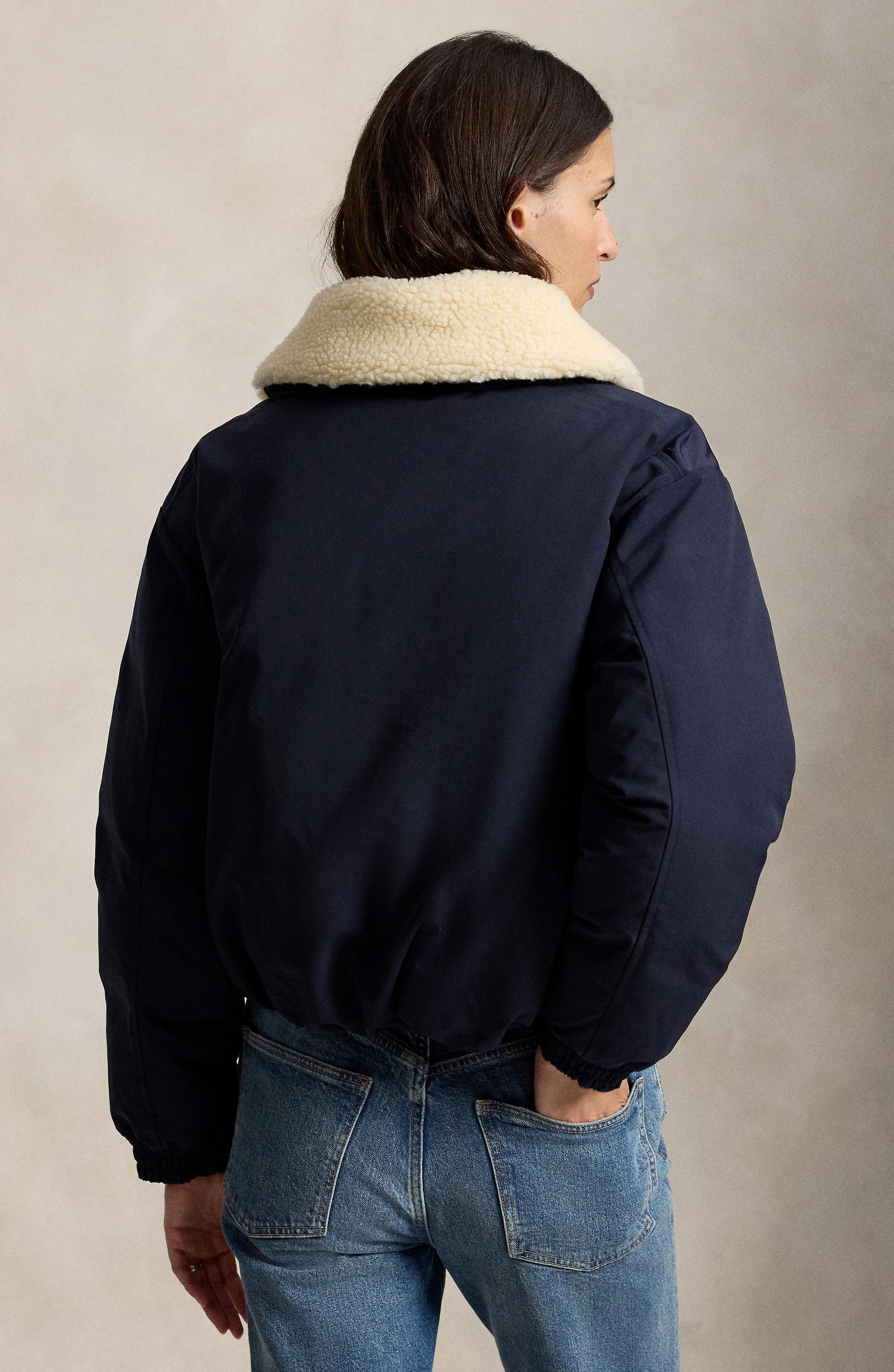 Polo Ralph Lauren Matte Down Jacket with Faux Shearling Collar
