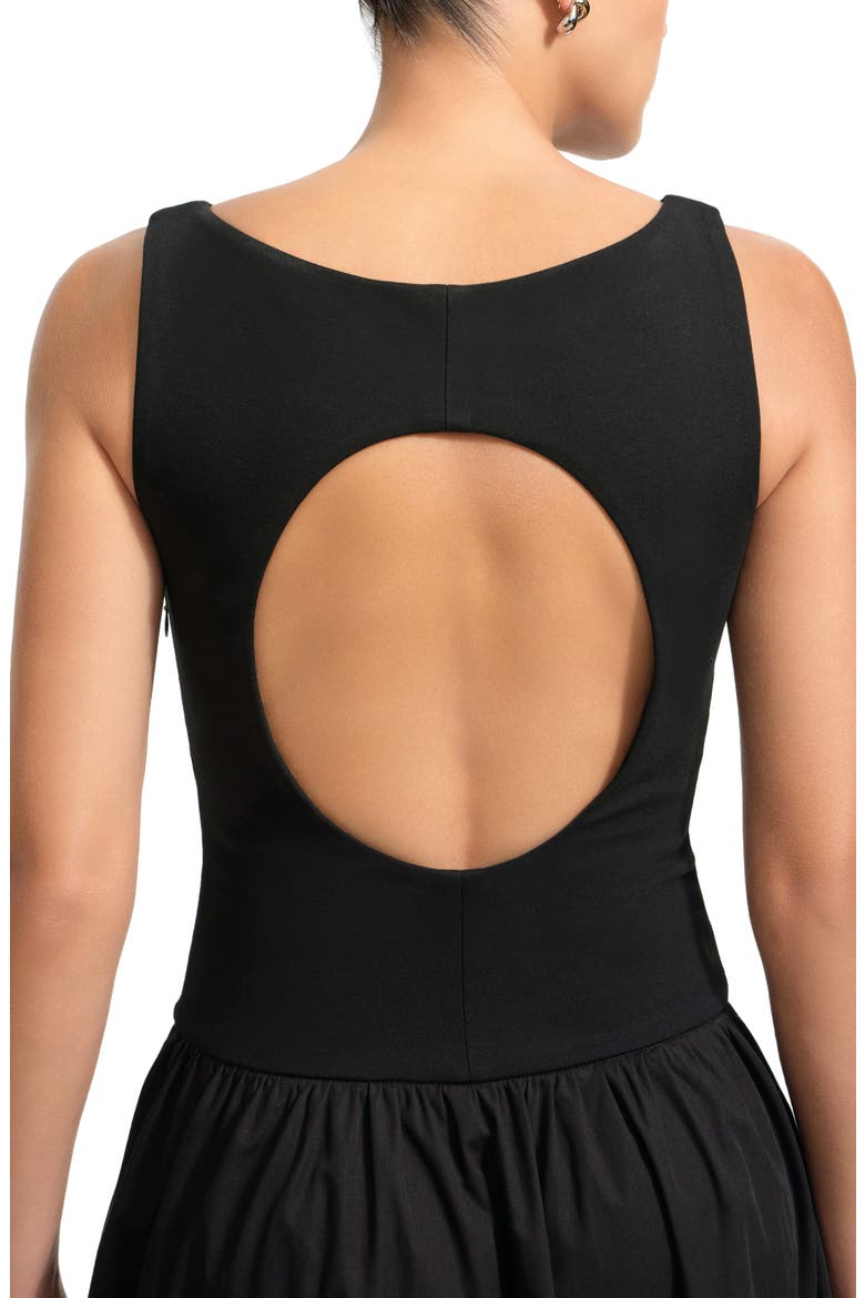 Gillian Mixed Media Ponte & Cotton A-Line Dress, Alternate, color, BLACK