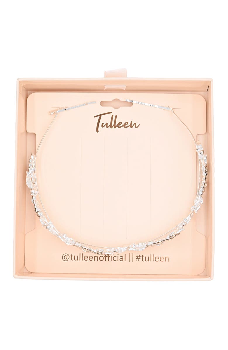Tulleen Rhinestone Leaf Pattern Headband, Alternate, color, Silver