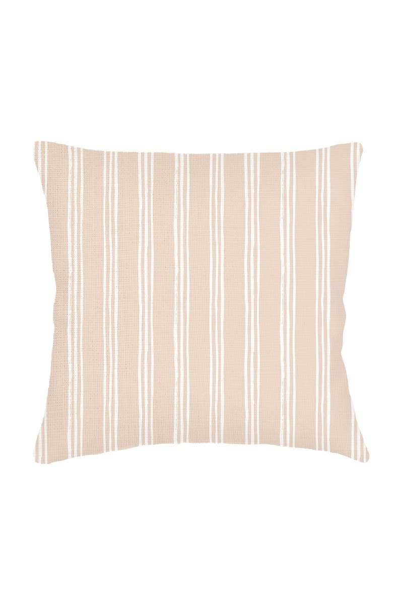 Anaya Ocean Drift Beige Stripe Linen Euro Pillow 26x26 with Down Insert, Main, color, Beige Stripe