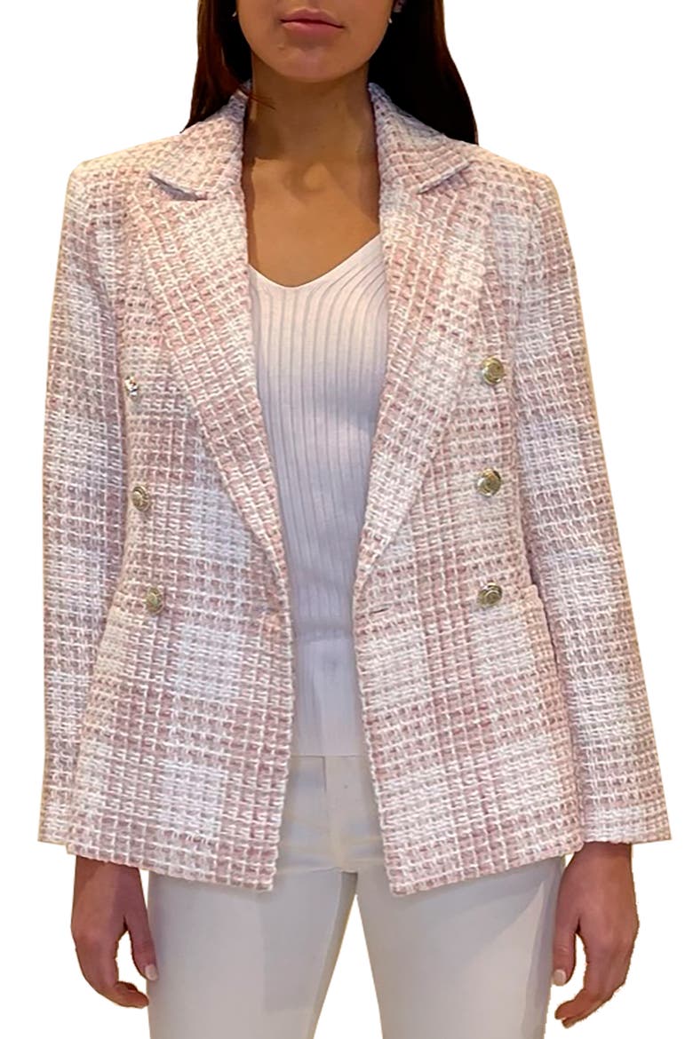 Tweed Plaid Jacket, Main, color, PINK/ WHITE CHECK