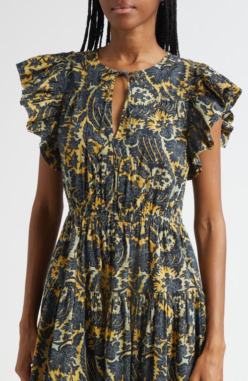 Ulla Johnson Kairi Flutter Sleeve Midi Dress In Blue
