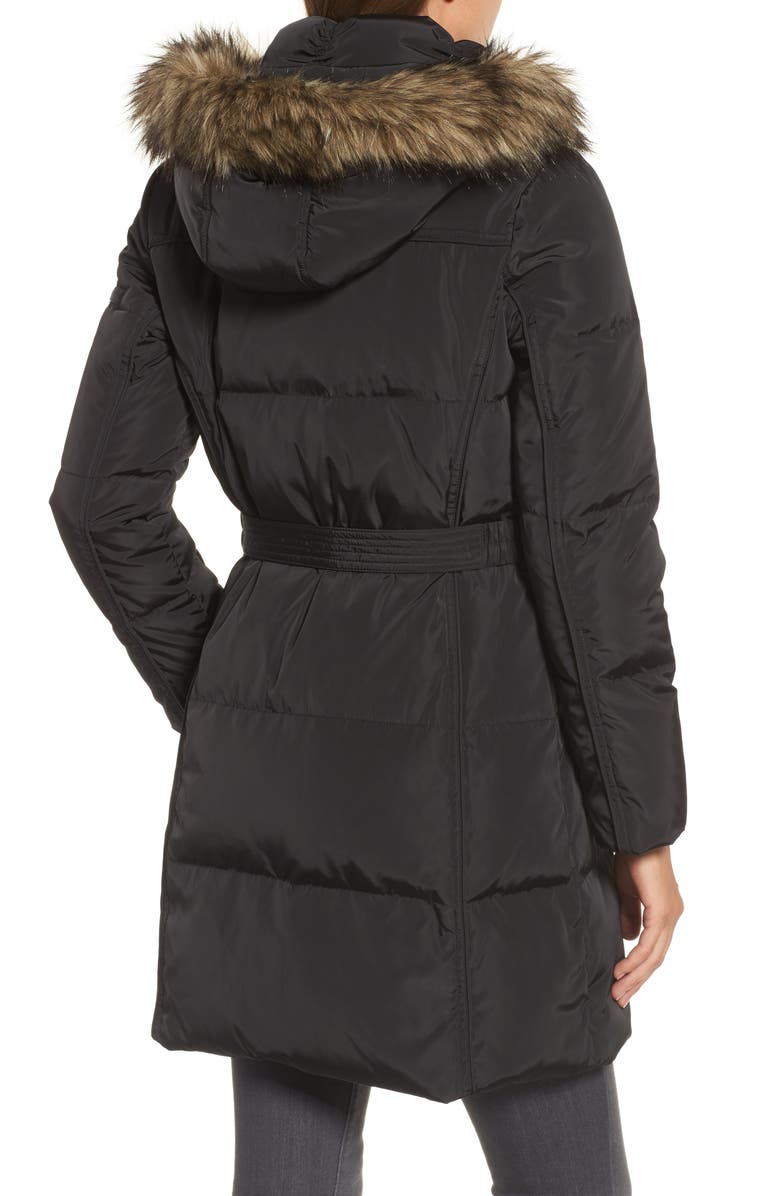 MICHAEL Michael Kors Faux Fur Trim Belted Down & Feather Fill Parka, Alternate, color,