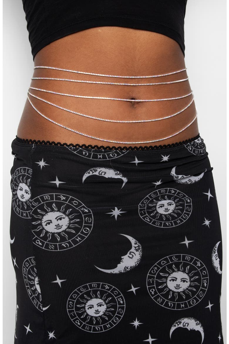 Mini Diamante Belly Chain, Alternate, color, SILVER