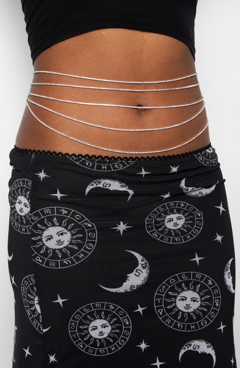 VIDAKUSH Mini Diamante Belly Chain, Alternate, color, Silver