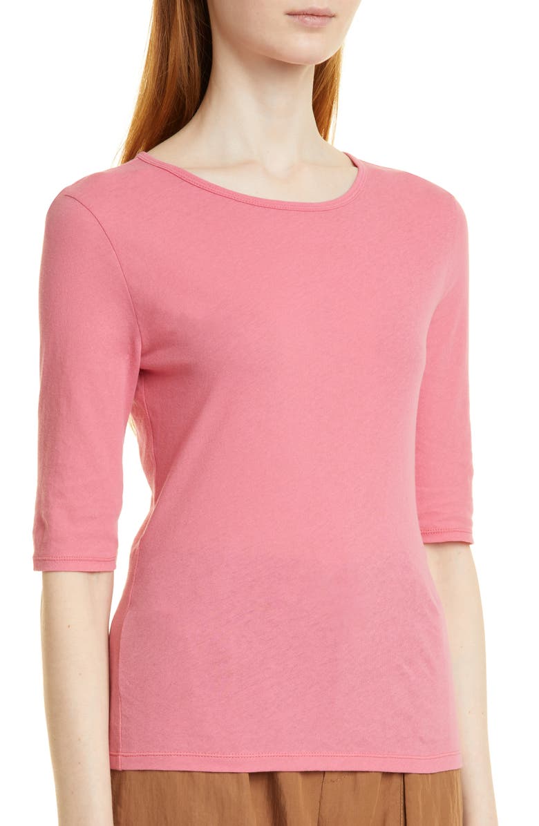 Vince Elbow Sleeve Cotton Knit Top, Alternate, color, Rosetta