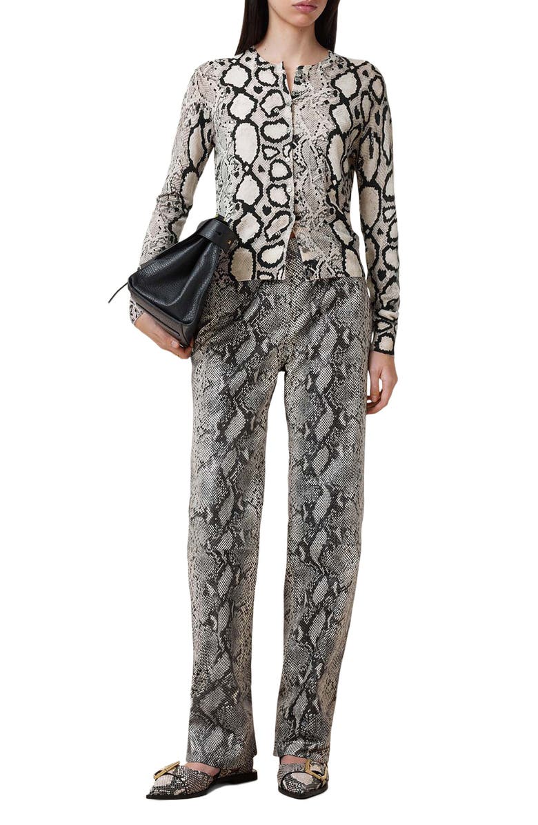 AllSaints Saige Snakeskin Embossed Leather Pants, Alternate, color, 
