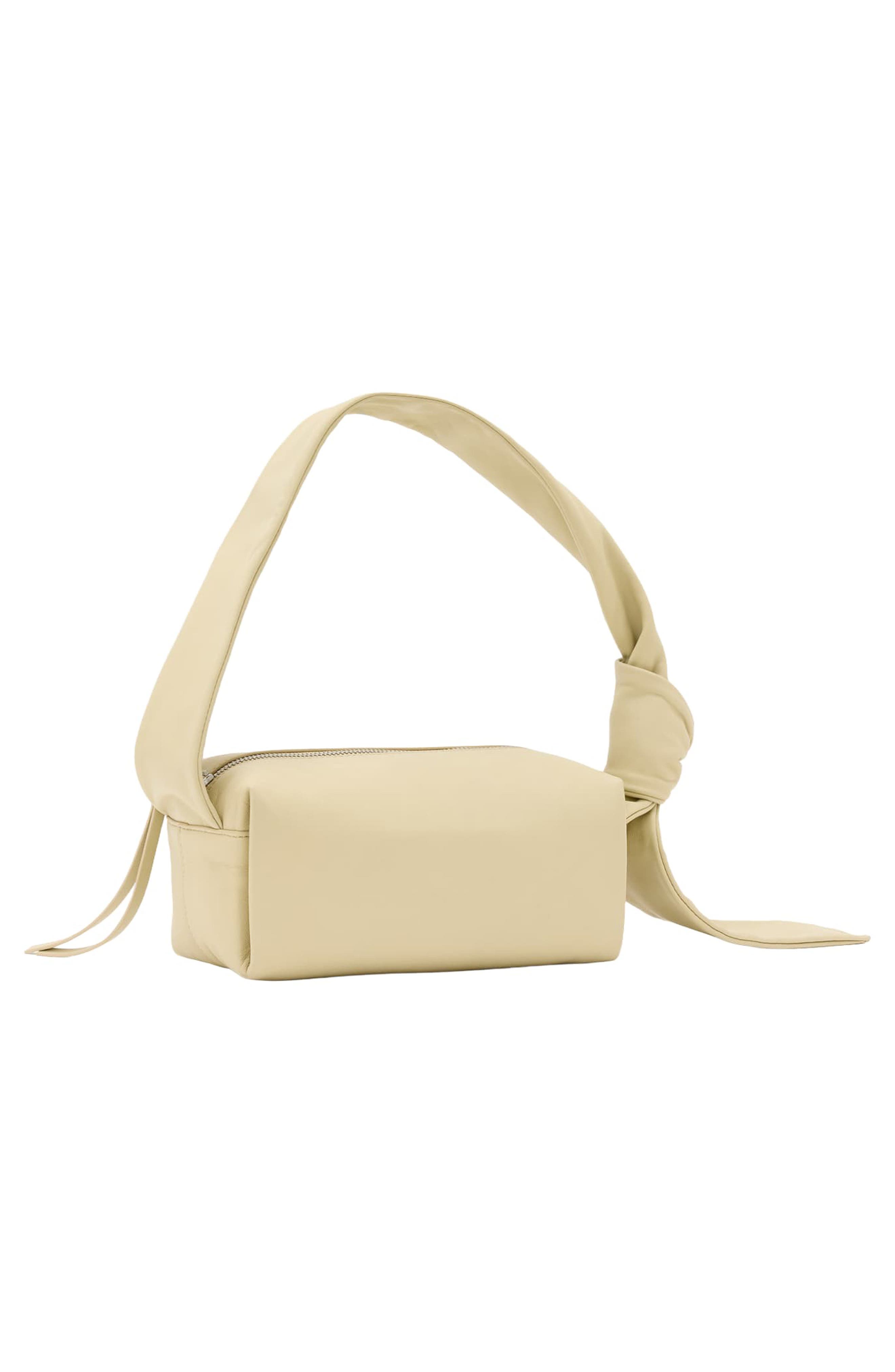 Effie Knot Leather Shoulder Bag, Alternate, color, BONE WHITE