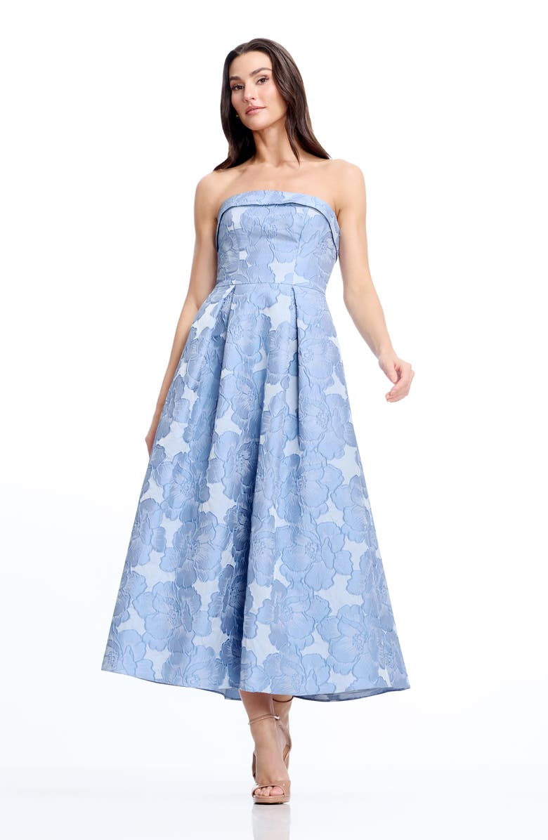 Dress the Population Mika Strapless A-Line Dress, Alternate, color, Sky Multi