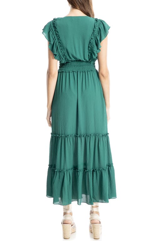MAX STUDIO MAX STUDIO PEBBLE CREPE FLUTTER SLEEVE MAXI DRESS 