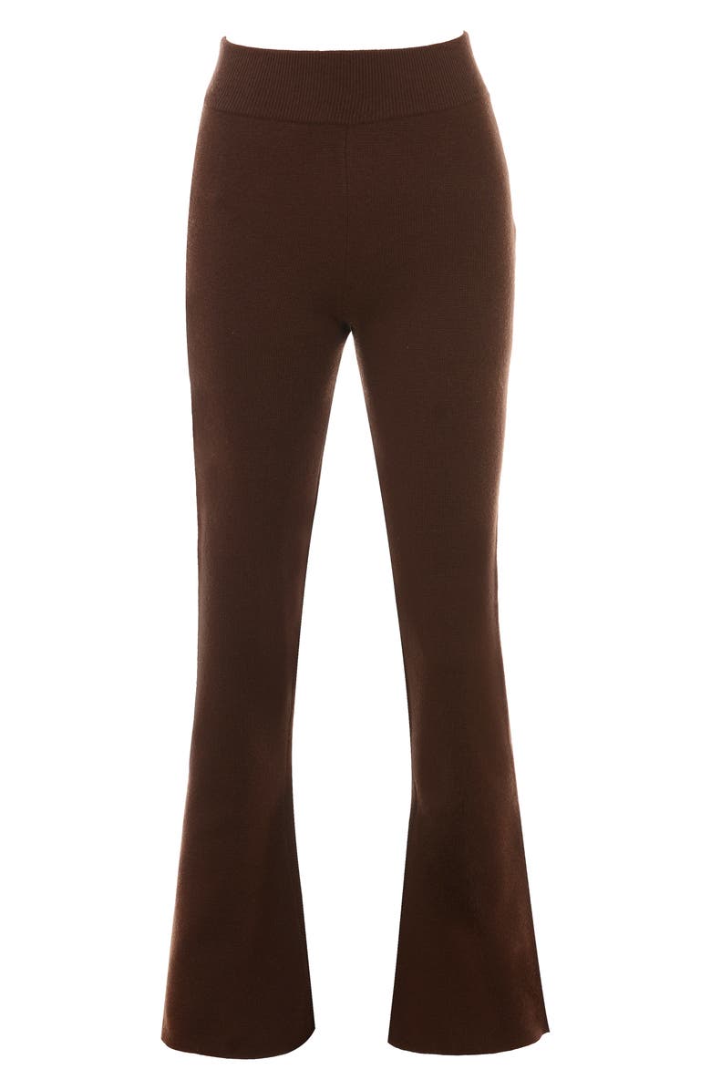 HOUSE OF CB Nereida Rib Flare Pants, Alternate, color, Chocolate Brown