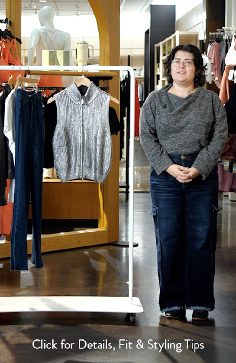 Metallic Stand Collar Zip-Up Sweater Vest, sales video thumbnail