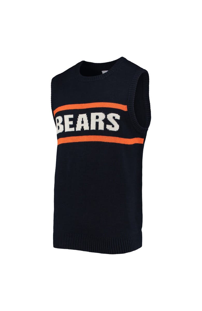 STARTER Men's Starter Navy/Orange Chicago Bears Player Sweater Vest, Alternate, color, Navy