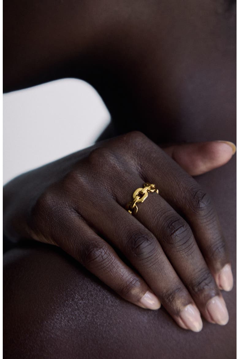 Link Curb Chain Ring, Alternate, color, Gold