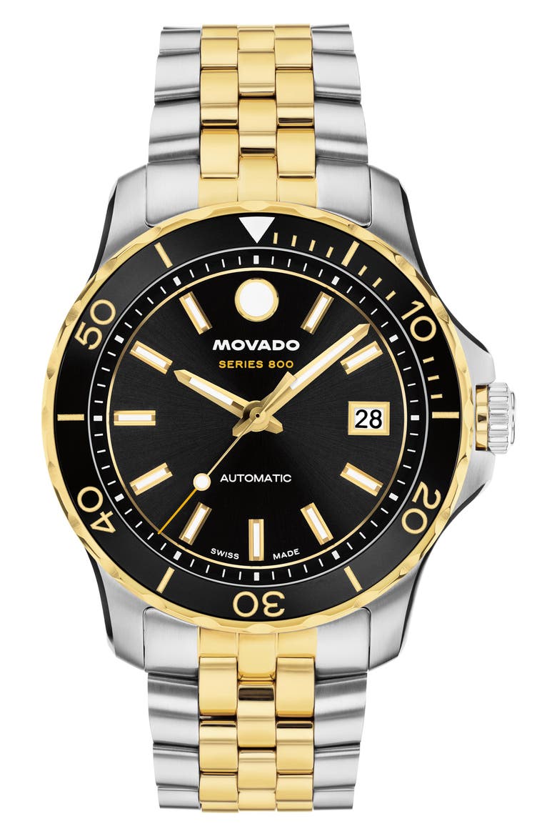 Series 800 Automatic Bracelet Watch, 40mm, Main, color, BLACK