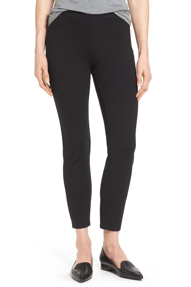 SIDE ZIP PONTE PANT, Main, color, BLACK