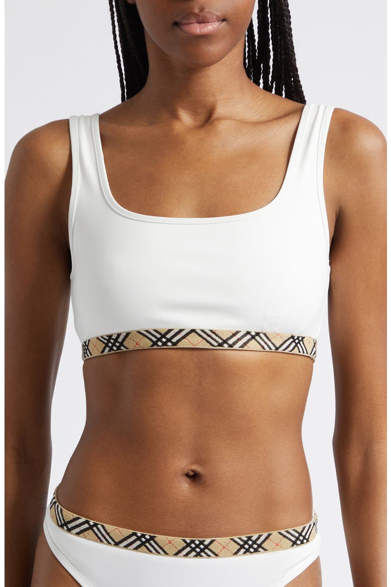 Samphire Check Trim Bikini Top, Main, color, CHALK