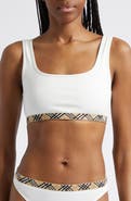 Burberry Samphire Check Trim Bikini Top