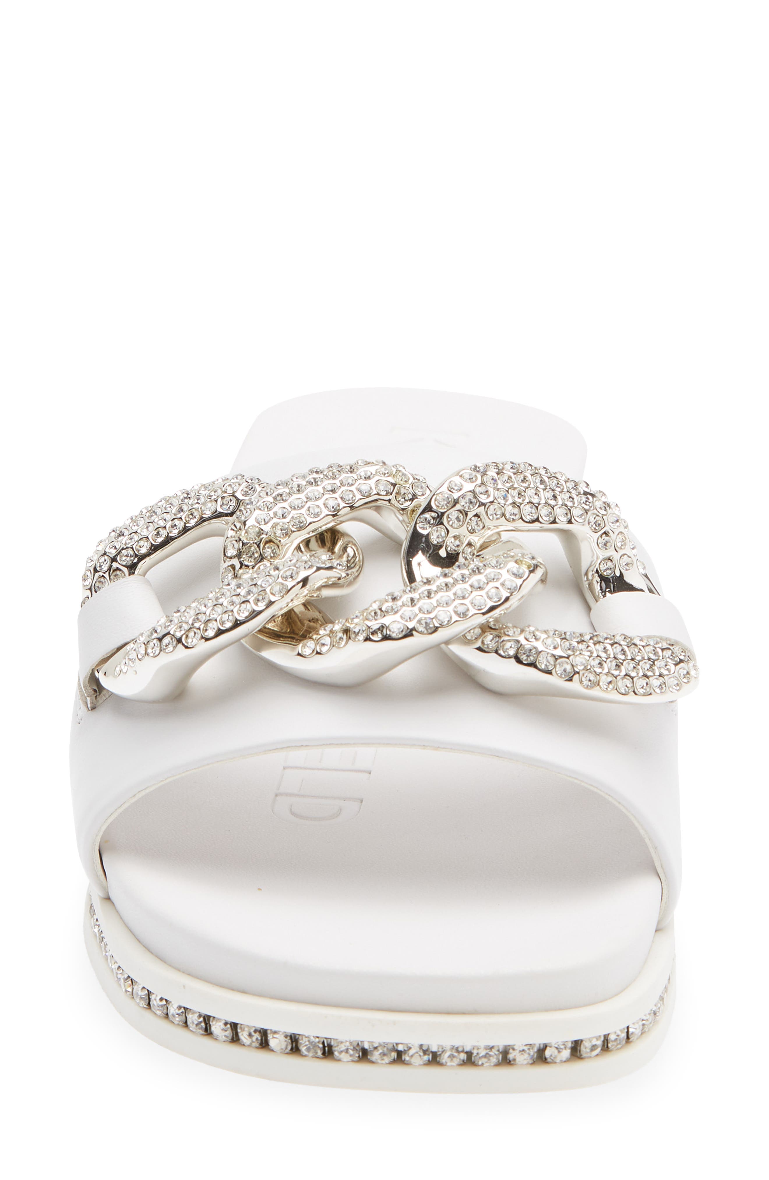 KARL LAGERFELD PARIS Jazelle Embellished Slide Sandal, Alternate, color, Bright White