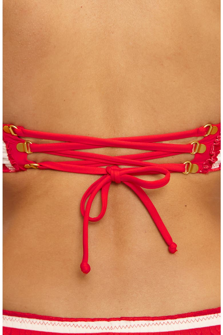 Sail Away Stripe Halter Bikini Top, Alternate, color, RUBY