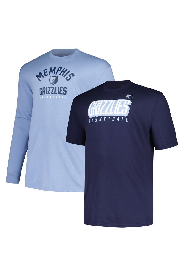 Men's Fanatics Branded Navy/Light Blue Memphis Grizzlies Big & Tall Short Sleeve & Long Sleeve T-Shirt Set, Alternate, color, Navy