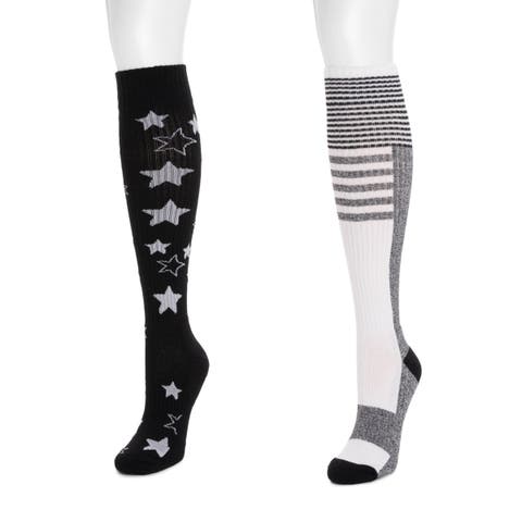 Cotton Compression Knee-High Socks 2 Pair Pack Wide Size