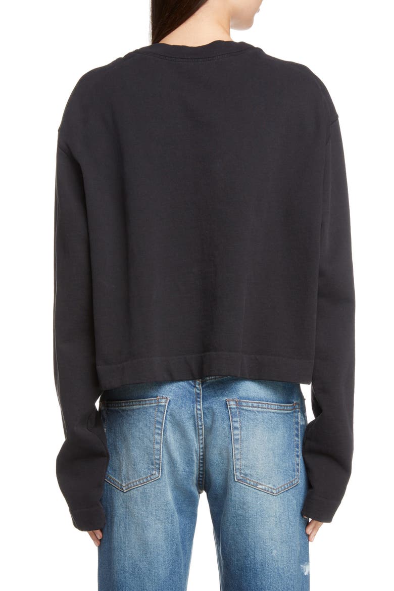 Boxy Long Sleeve Logo Sweatshirt, Alternate, color, BLACK