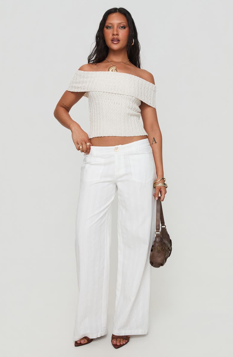 Princess Polly Vendi Low Rise Wide Leg Pants, Alternate, color, White