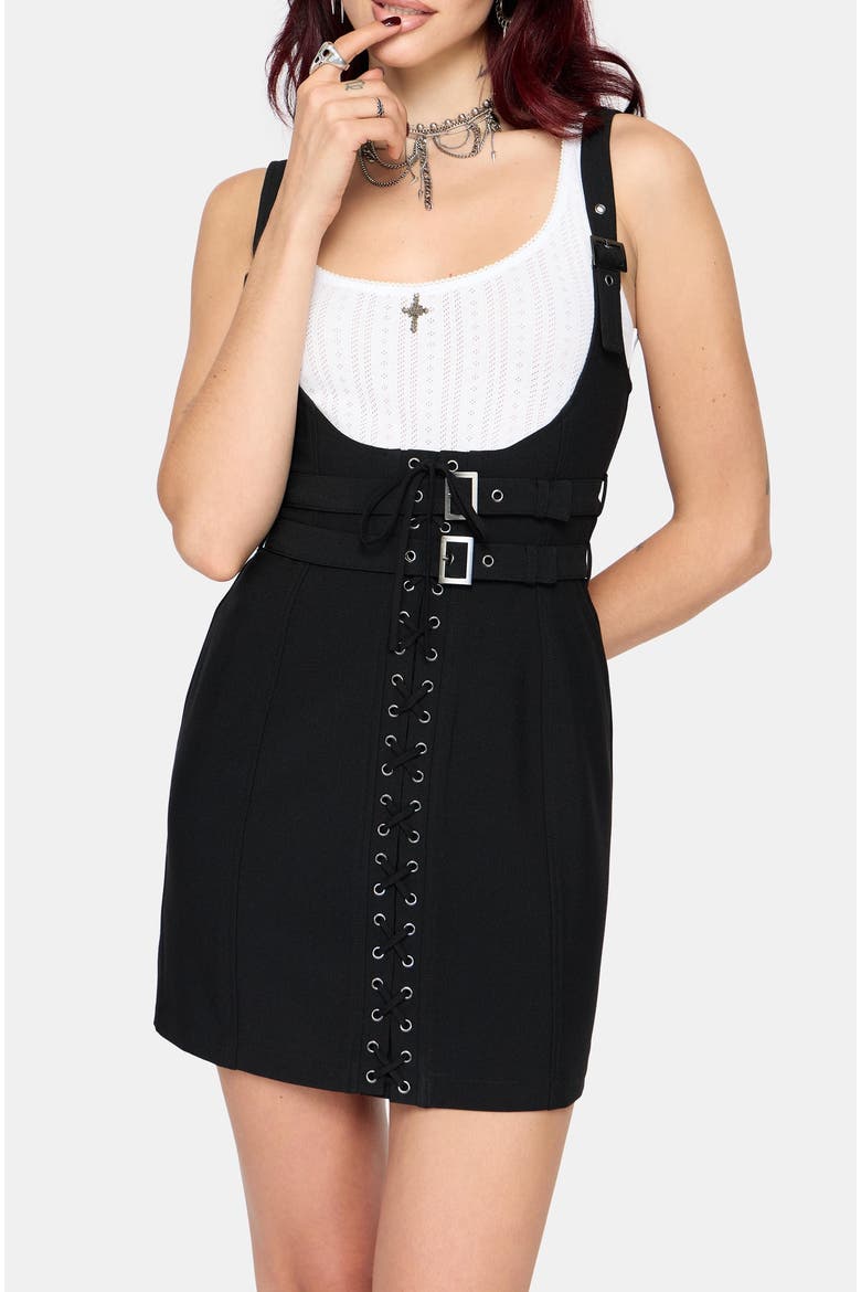Rebekkah Underbust Lace Up Pini Dress, Main, color, Black
