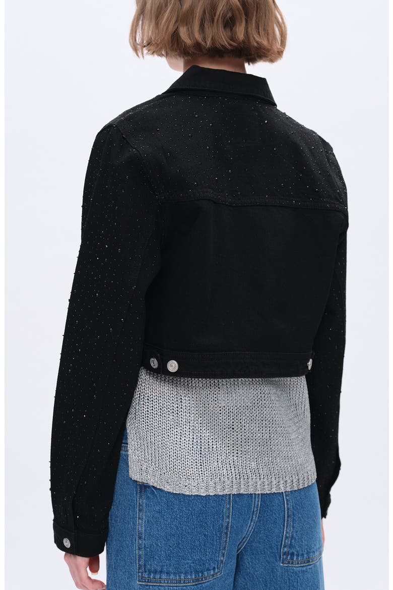 Alice Rhinestone Denim Jacket, Alternate, color, BLACK