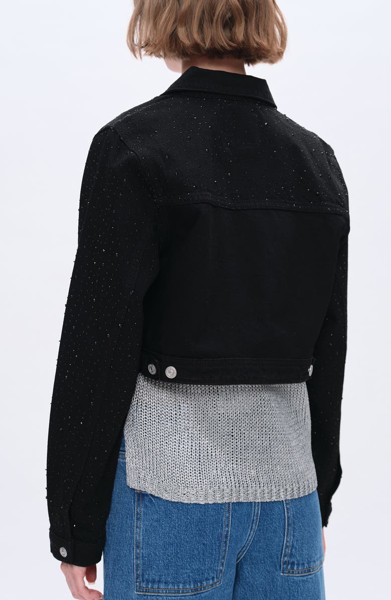 Bayeas Alice Rhinestone Denim Jacket, Alternate, color, Black